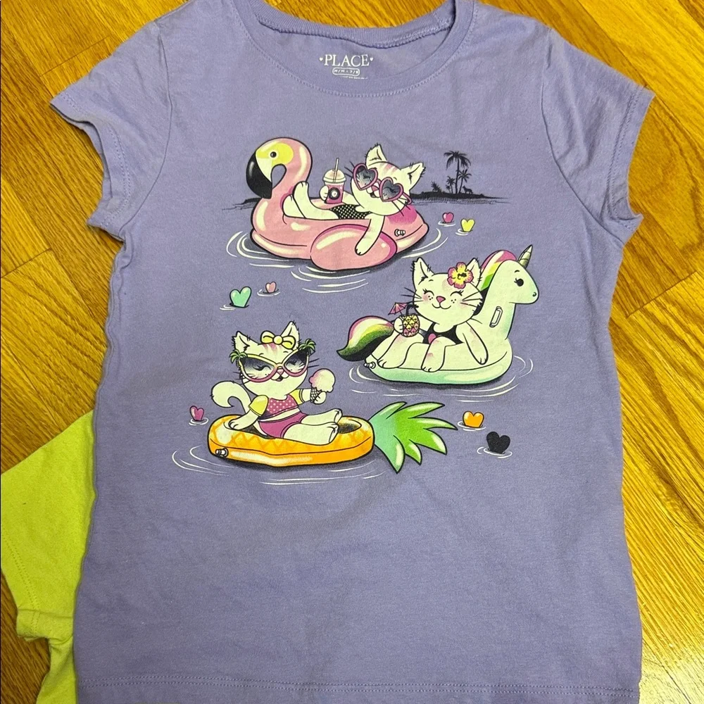 The Children's Place Kids Short Sleeve Tees - Green, Purple, Yellow